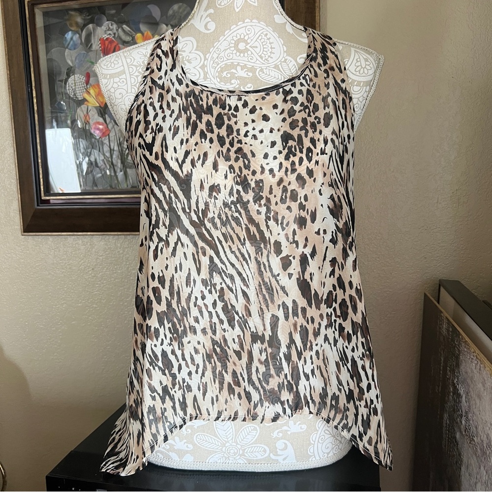 Black and White Asymmetrical Sleeveless Tank Top